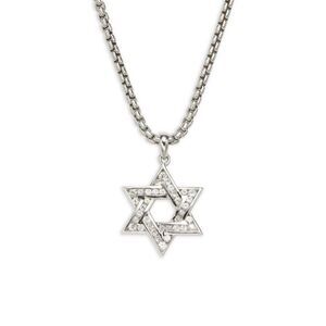 Effy Sterling Silver Diamond Star Of David Pendant Necklace
